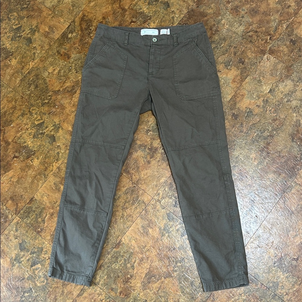 Anthropologie Cropped Olive-Brown Utility Pants